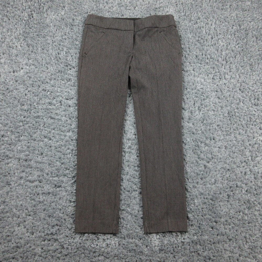 Loft Marisa Skinny Pants Womens 6 Gray Micro Check Trousers Career Work Office